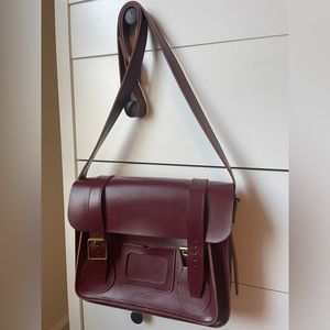 Dr. Martens 11” Leather Messenger Bag with Low Profile Logo in Oxblood